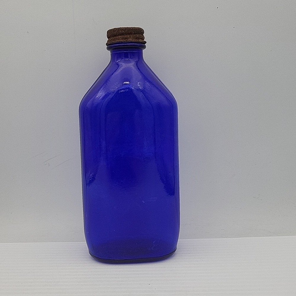 Antique 7" Cobalt Blue Glass Bottle - " Genuine Phillips "- Milk Of Magnesia...